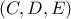 (C , D , E )