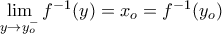\lim\limits_{y\to y_o^-}f^{-1}(y)=x_o=f^{-1}(y_o) \lim\limits_{y\to y_o^-}f^{-1}(y)=x_o=f^{-1}(y_o)