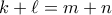 k +\ell = m+n 