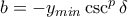 b = - y_{min} \csc^p \delta