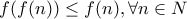 \displaystyle{f(f(n))\le f(n), \forall n\in N}