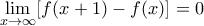 \displaystyle{ 
\mathop {\lim }\limits_{x \to \infty } [f(x + 1) - f(x)] = 0 
}