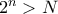 2^n > N