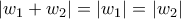 \left| w_{1} + w_{2} \right| = \left|w_{1} \right| = \left| w_{2} \right|