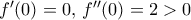 f'(0)=0, \, f''(0)=2>0