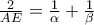 \frac{2}{AE}=\frac{1}{\alpha}+\frac{1}{\beta}