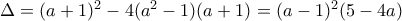 \Delta=(a+1)^2-4(a^2-1)(a+1)=(a-1)^2(5-4a)