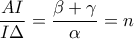 \displaystyle{\frac{AI}{I\Delta }=\frac{\beta +\gamma }{\alpha }=n}