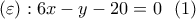 \displaystyle \left(\varepsilon  \right):6x-y-20=0 \ \ (1)