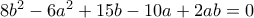 8b^{2}-6a^{2}+15b - 10a + 2ab = 0