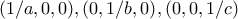 (1/a,0,0), (0, 1/b, 0), (0,0,1/c)