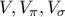\displaystyle{ 
V,V_\pi  ,V_\sigma   
}