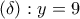 (\delta ):y=9