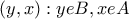 (y,x):yeB , xeA