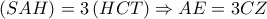 \displaystyle \left( {SAH} \right) = 3\left( {HCT} \right) \Rightarrow AE = 3CZ