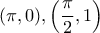 \displaystyle{(\pi ,0),\left( {\frac{\pi }{2},1} \right)}