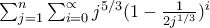 \sum_{j=1}^{n}{\sum_{i=0}^{\propto }{j^{5/3}}}(1-\frac{1}{2j^{1/3}})^{i} \sum_{j=1}^{n}{\sum_{i=0}^{\propto }{j^{5/3}}}(1-\frac{1}{2j^{1/3}})^{i}