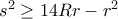 s^{2}\geq 14Rr-r^{2}