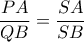 \displaystyle\frac{{PA}}{{QB}} = \displaystyle\frac{{SA}}{{SB}}