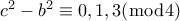 c^2-b^2 \equiv 0,1,3 (\bmod4)