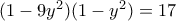 (1-9y^2)(1-y^2)=17