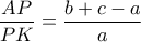 \dfrac{AP}{PK}=\dfrac{b+c-a}{a}