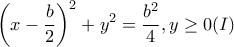 \displaystyle{\left (x-\frac{b}{2} \right )^2+y^2=\frac{b^2}{4},y \geq 0 (I)}