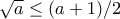 \sqrt{a}\le (a+1)/2
