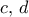 c,\,d