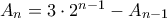 A_n = 3 \cdot 2^{n-1} - A_{n-1}
