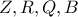 Z,R,Q,B