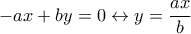 -ax+by=0 \leftrightarrow y=\dfrac{ax}{b}