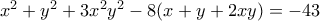 x^{2}+y^{2}+3x^{2}y^{2}-8(x+y+2xy)=-43