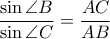\dfrac{\sin \angle B}{\sin \angle C}=\dfrac{AC}{AB} \dfrac{\sin \angle B}{\sin \angle C}=\dfrac{AC}{AB}