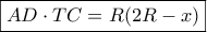 \boxed{AD \cdot TC = R(2R - x)}
