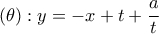 (\theta):y=-x+t+\dfrac{a}{t} (\theta):y=-x+t+\dfrac{a}{t}