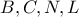 B,C,N,L