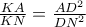 \frac{KA}{KN} = \frac{{AD}^2}{{DN}^2}