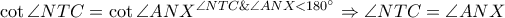 \cot \angle NTC=\cot \angle ANX^{\angle NTC\&\angle ANX< 180^\circ}\Rightarrow \angle NTC=\angle ANX