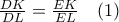 \frac{DK}{DL}=\frac{EK}{EL}\quad (1) \frac{DK}{DL}=\frac{EK}{EL}\quad (1)