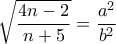 \displaystyle{\sqrt{\frac{4n-2}{n+5}}=\frac{a^{2}}{b^{2}}}
