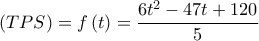 \left( {TPS} \right) = f\left( t \right) = \dfrac{{6{t^2} - 47t + 120}}{5}
