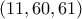 (11 , 60 , 61)