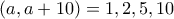 (a , a + 10) = 1 , 2 , 5 , 10 (a , a + 10) = 1 , 2 , 5 , 10