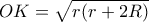 OK=\sqrt{r(r+2R)}