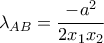 \displaystyle{\lambda _{AB}=\frac{-a^2}{2x_1x_2}}