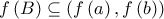 f\left( B\right) \subseteq \left( f\left( a\right) ,f\left( b\right) \right)