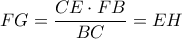 FG = \displaystyle\frac{{CE \cdot FB}}{{BC}} = EH