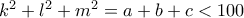 k^2+l^2+m^2=a+b+c<100
