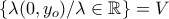 \{ \lambda (0, y_o) / \lambda \in \mathbb R\} = V